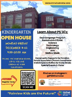 details about our open house monday-friday december 8-12, 9-10 am